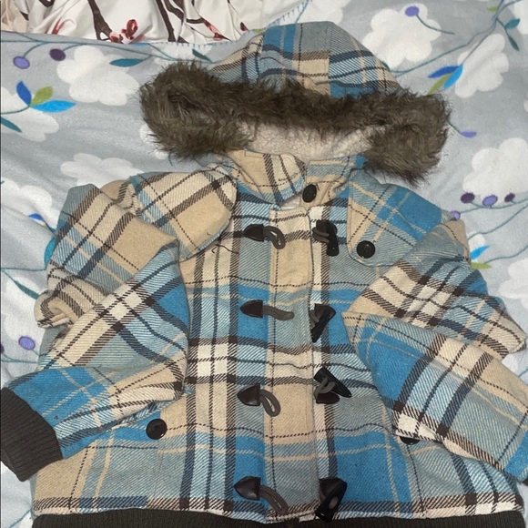 725 Originals Jackets & Blazers - Women's Plaid Coat with Faux Fur Hood